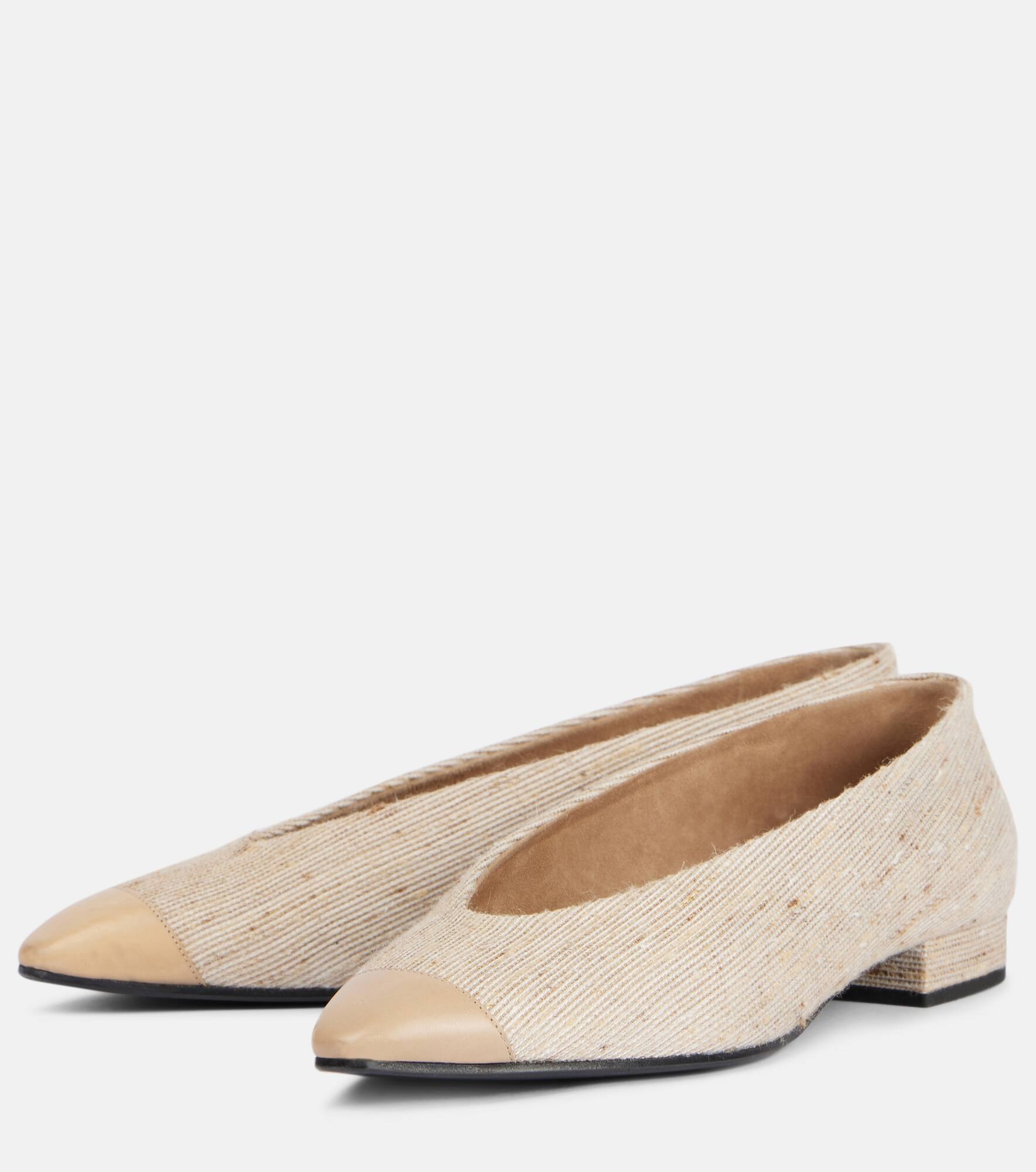 Rebecca leather-trimmed ballet flats - 4