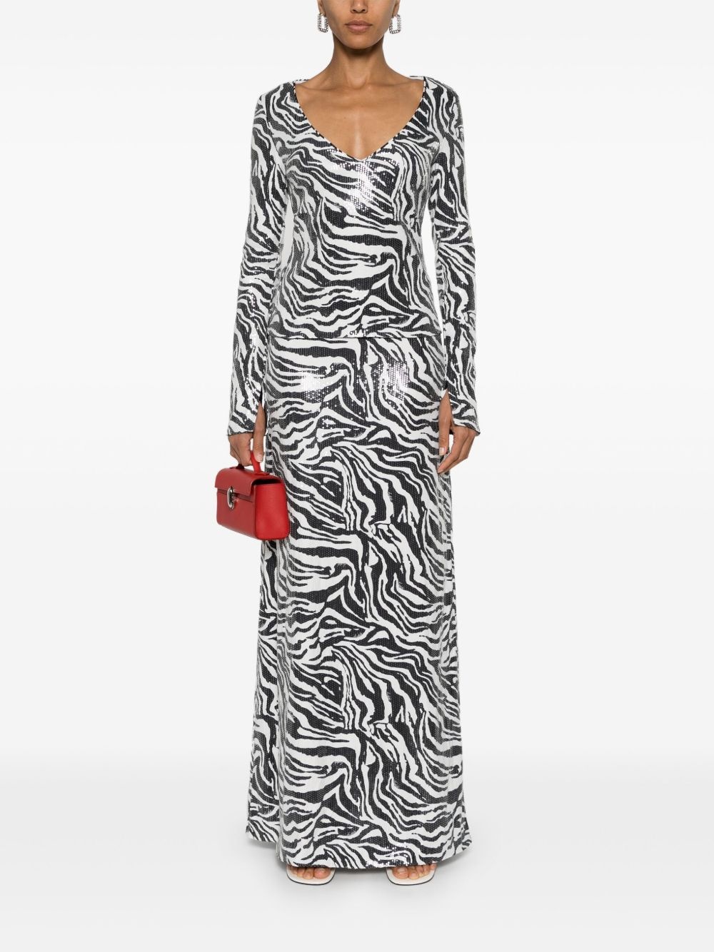 zebra-print sequinned top - 2