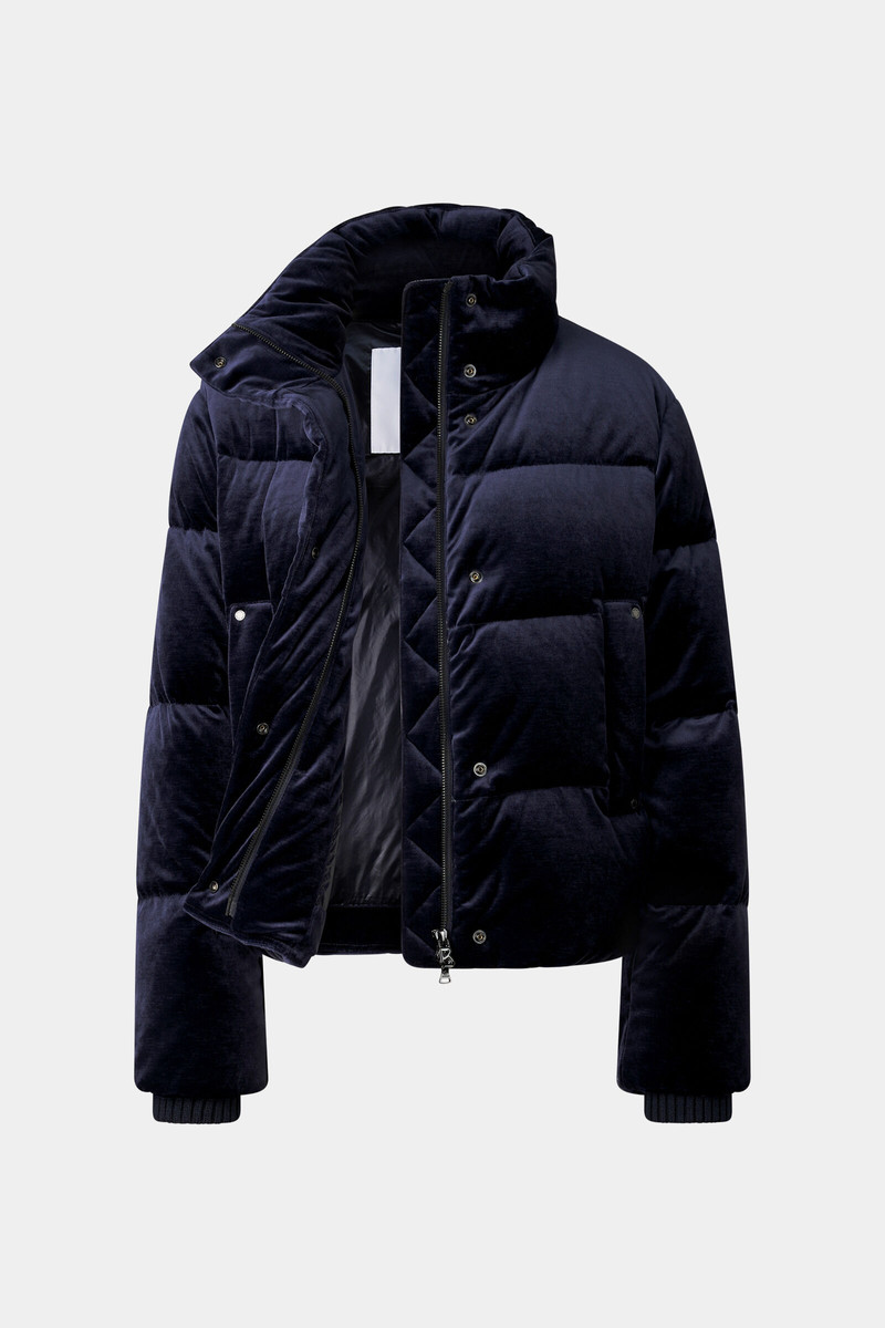 Oliva Velvet Down Jacket in Navy 2