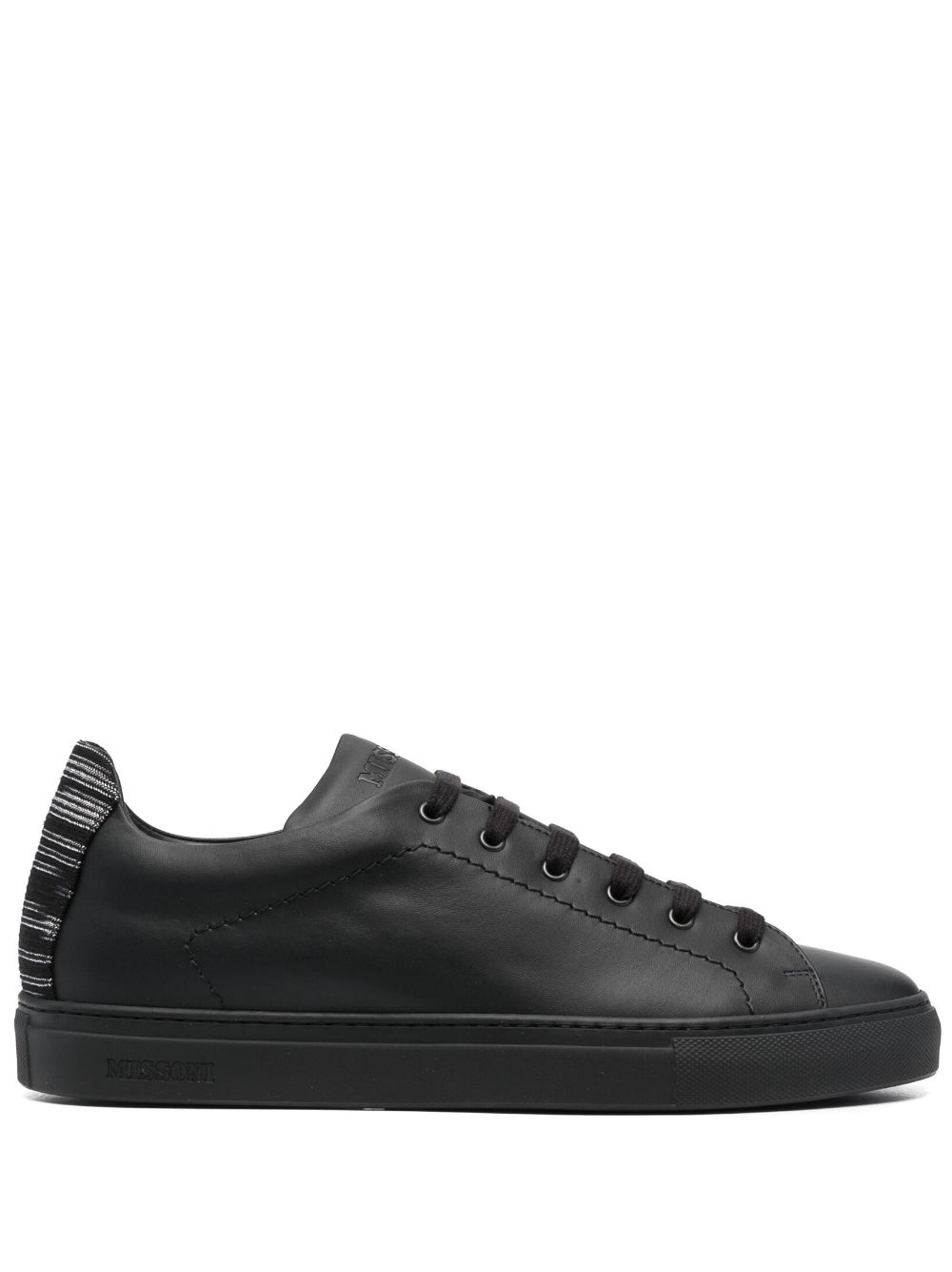 woven-heel counter leather sneakers - 1