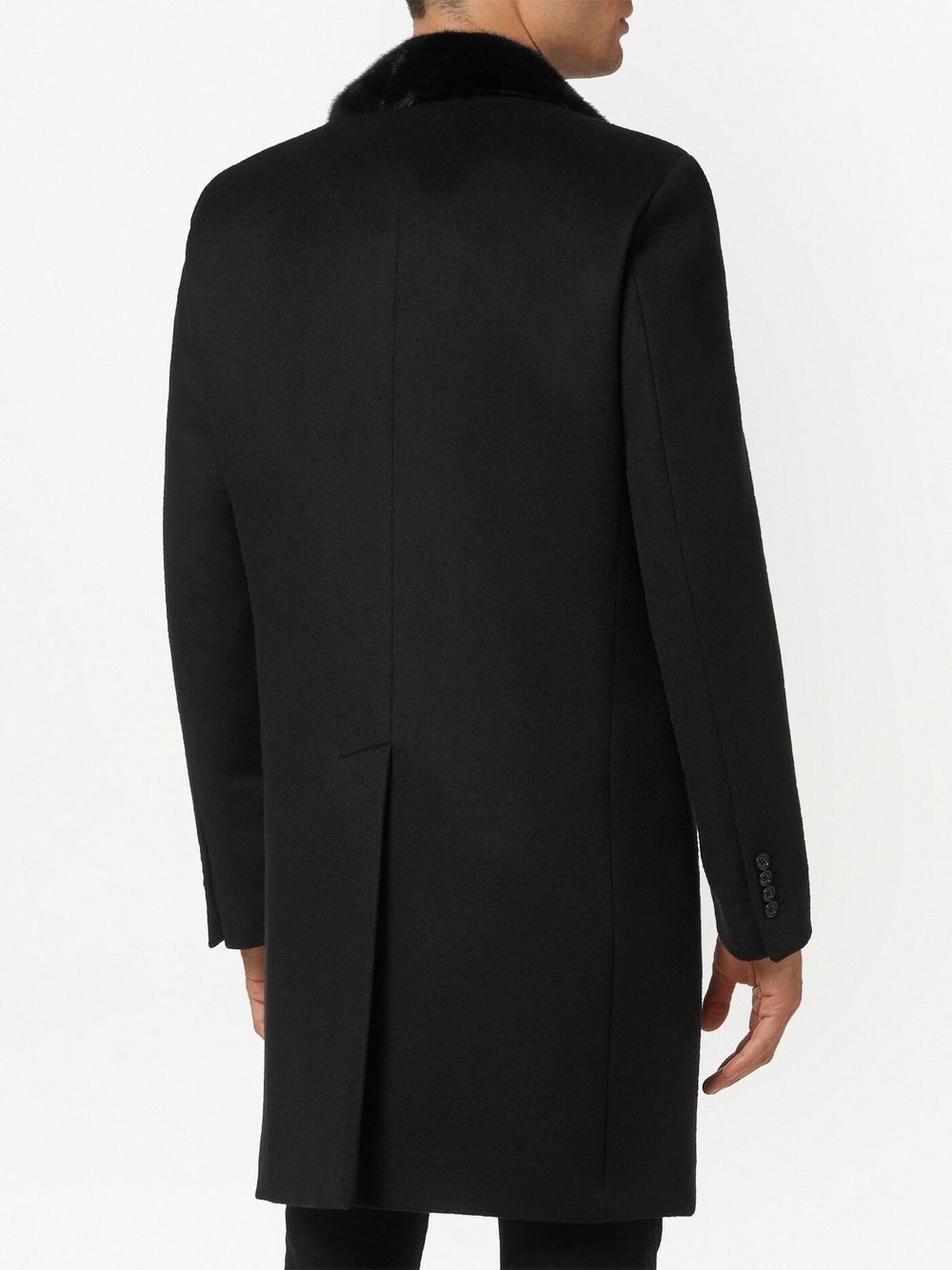 faux-fur trim single-breasted coat - 4