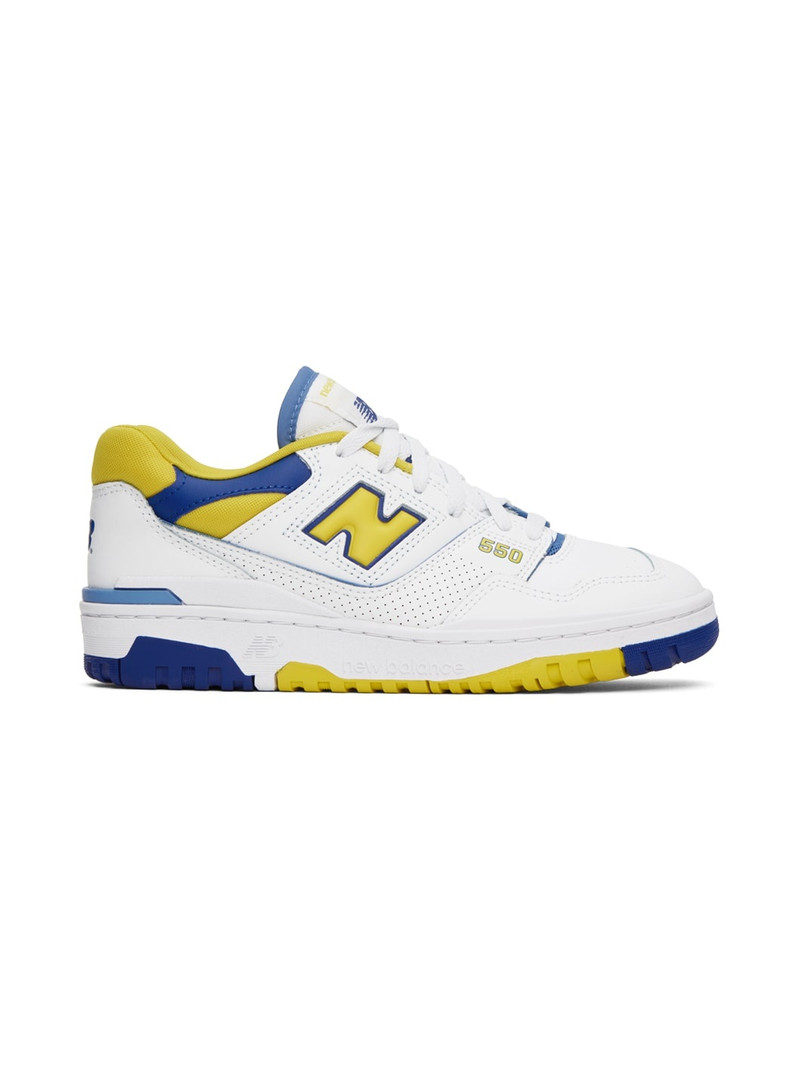 White & Yellow 550 Sneakers - 1