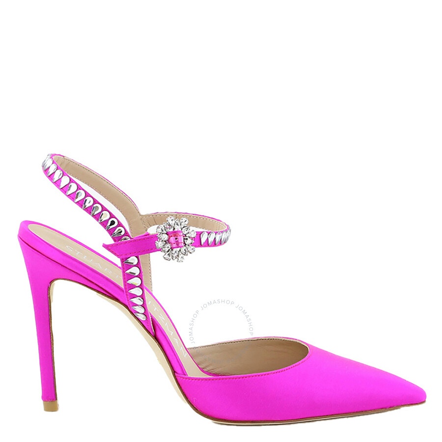 Stuart Weitzman Ladies Flamingo Gemcut 100 Ankle Strap Pump - 1