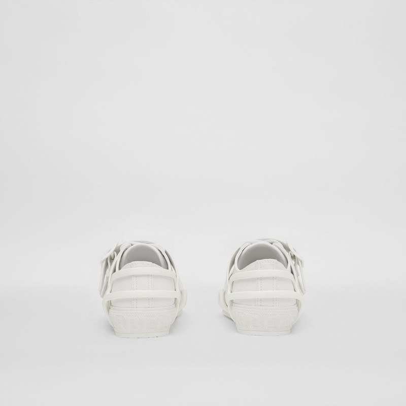 Cotton and Leather Webb Sneakers 6