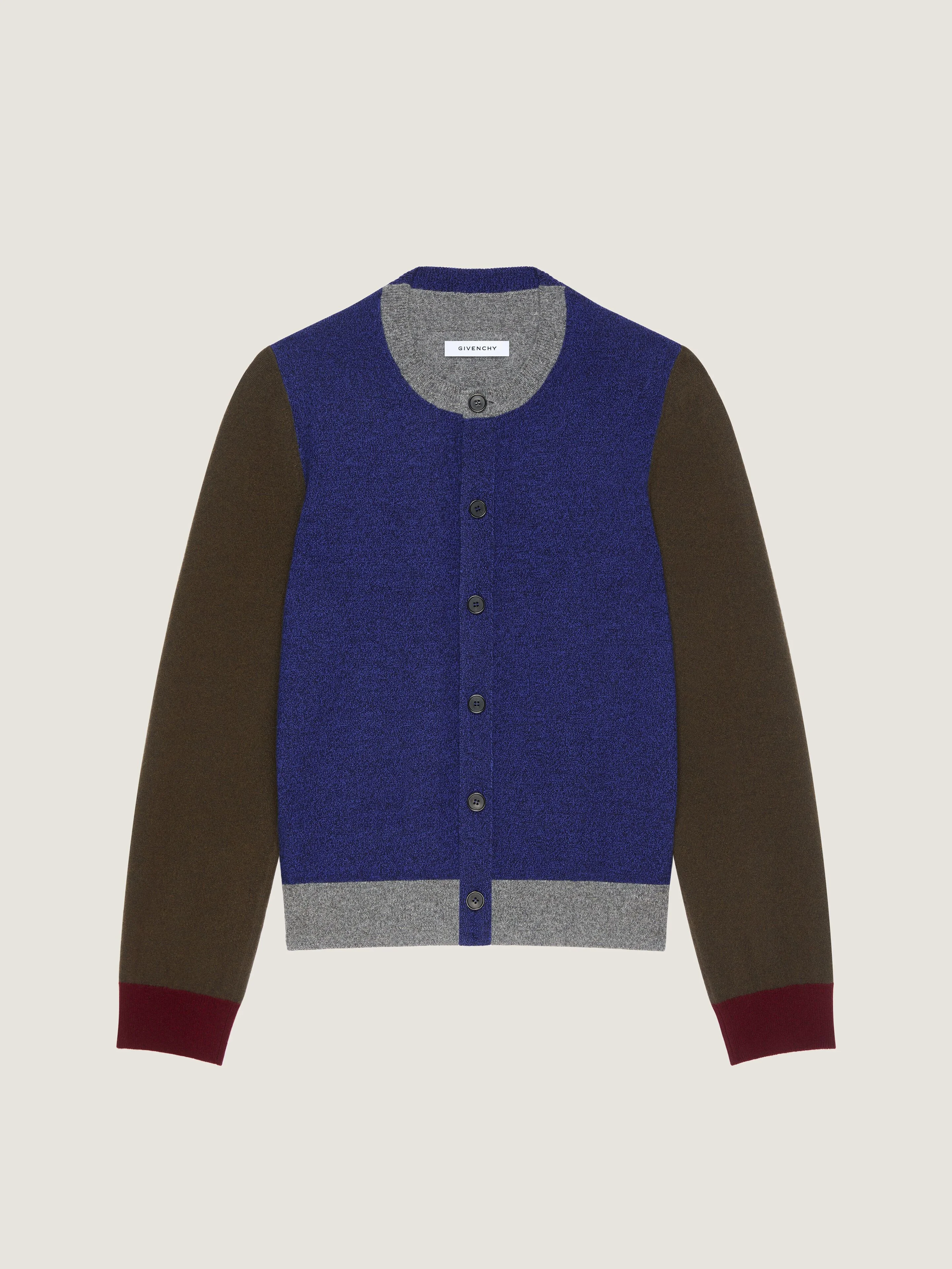 CARDIGAN IN WOOL KNIT WITH COLOR BLOCK - 1