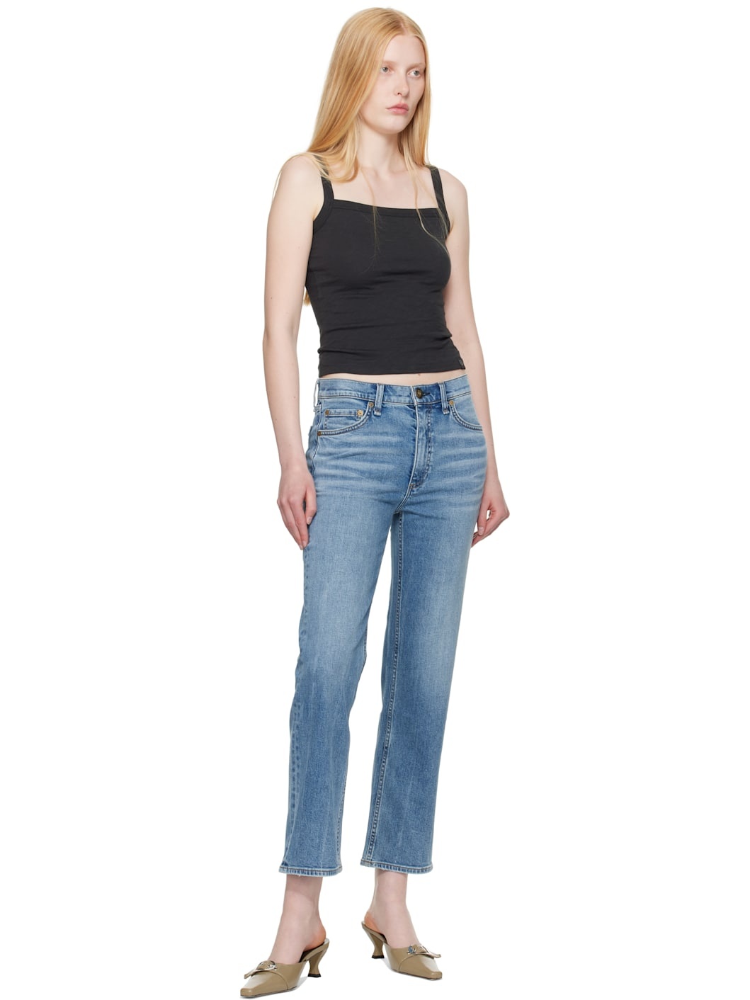 Black 'The Slub Square Neck' Tank Top - 4