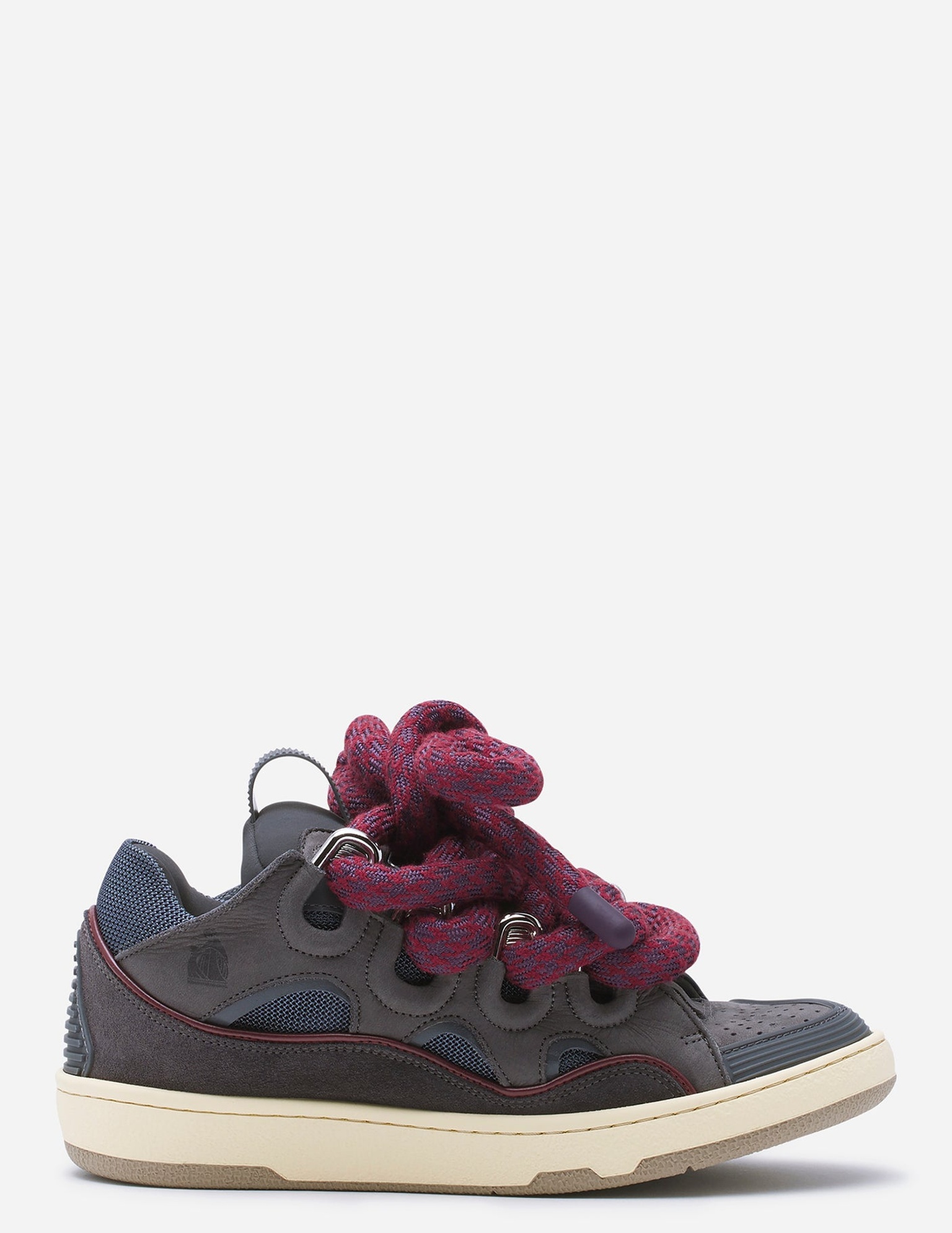 Lanvin CURB SNEAKERS IN LEATHER WITH SNAKE LACES in Shark Grey at Nordstrom - 7