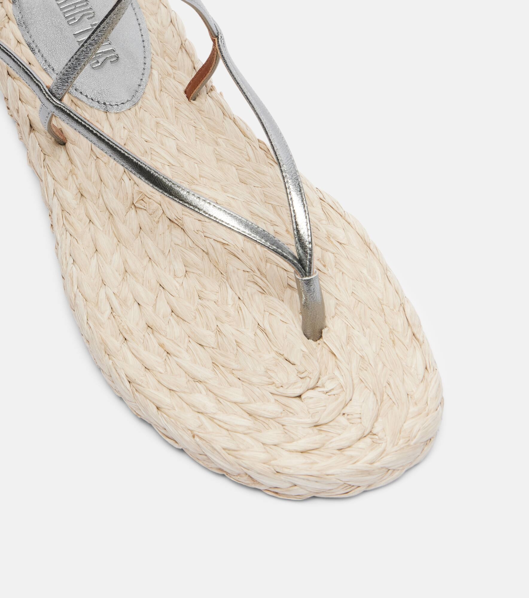 Hydra metallic leather and raffia sandals - 5