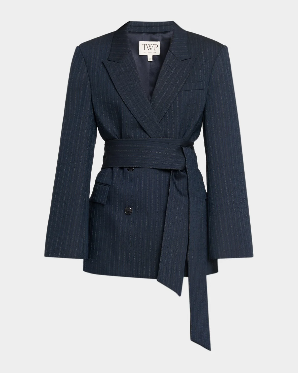 Delancey Striped Stretch Wool Wrap Blazer - 1