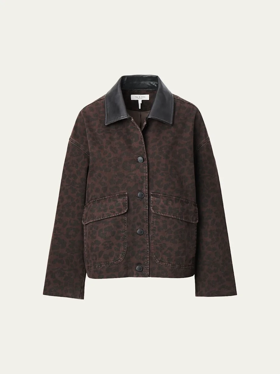 Natalia Leopard Denim Jacket - 1