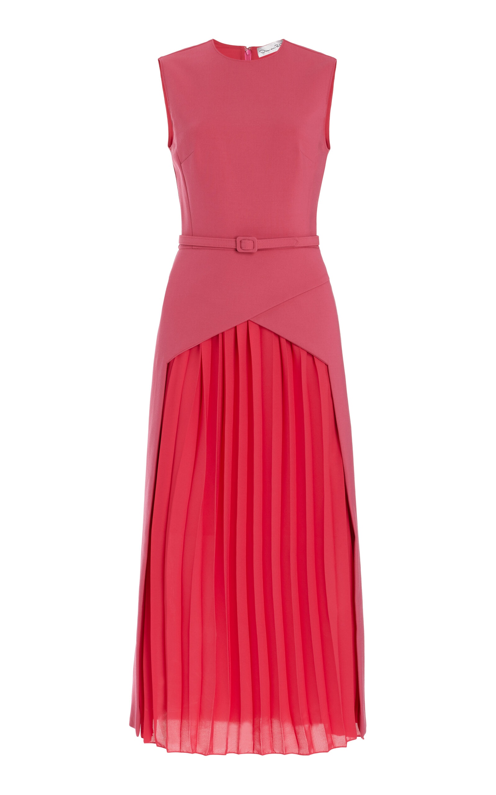 Stretch-Wool Pleated Chiffon Midi Dress pink - 1