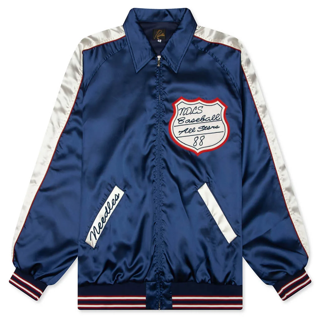 POLY SATEEN STADIUM JACKET - NAVY - 1