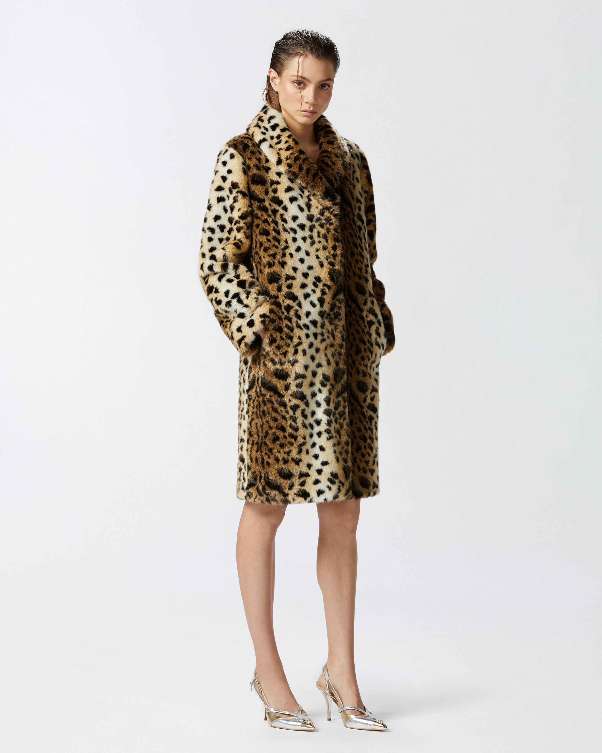 SPOTTED FUR EFFECT COAT - 3