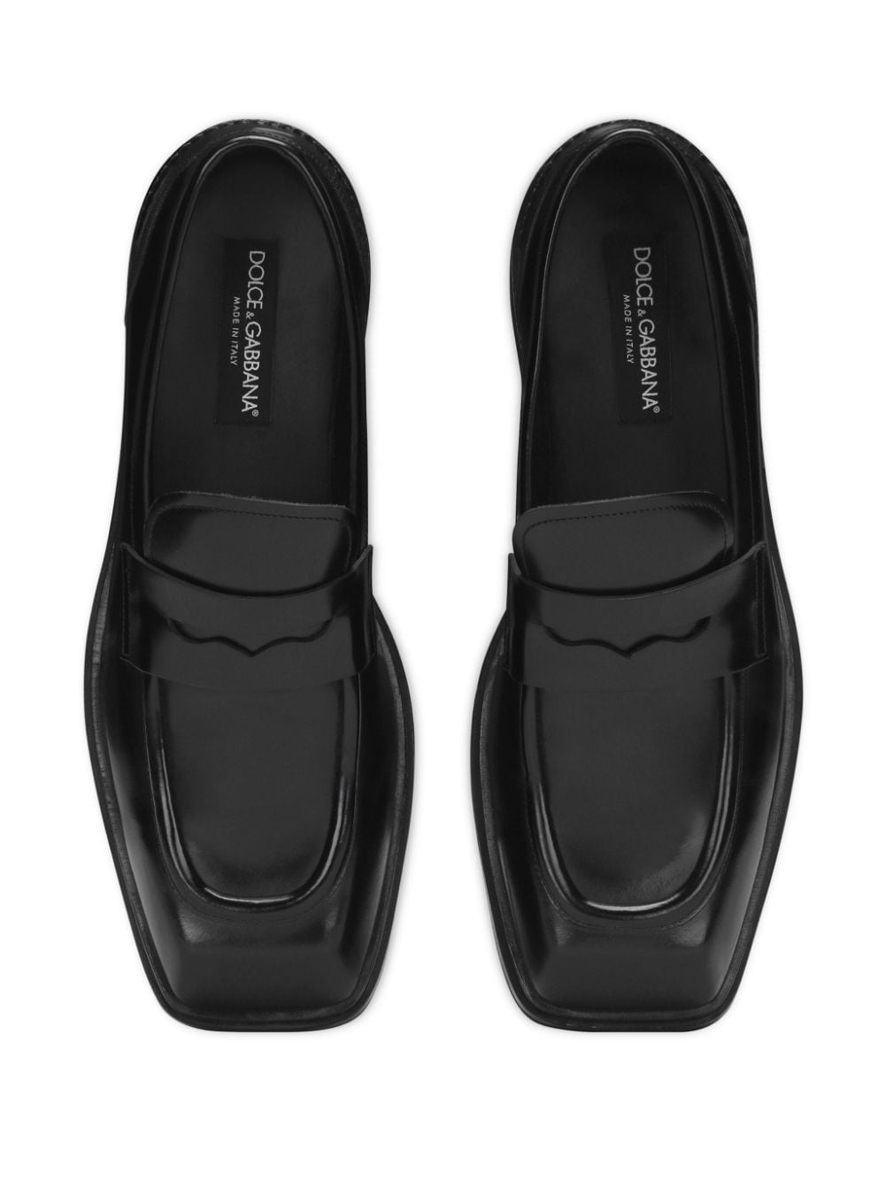 square-toe leather loafers - 4