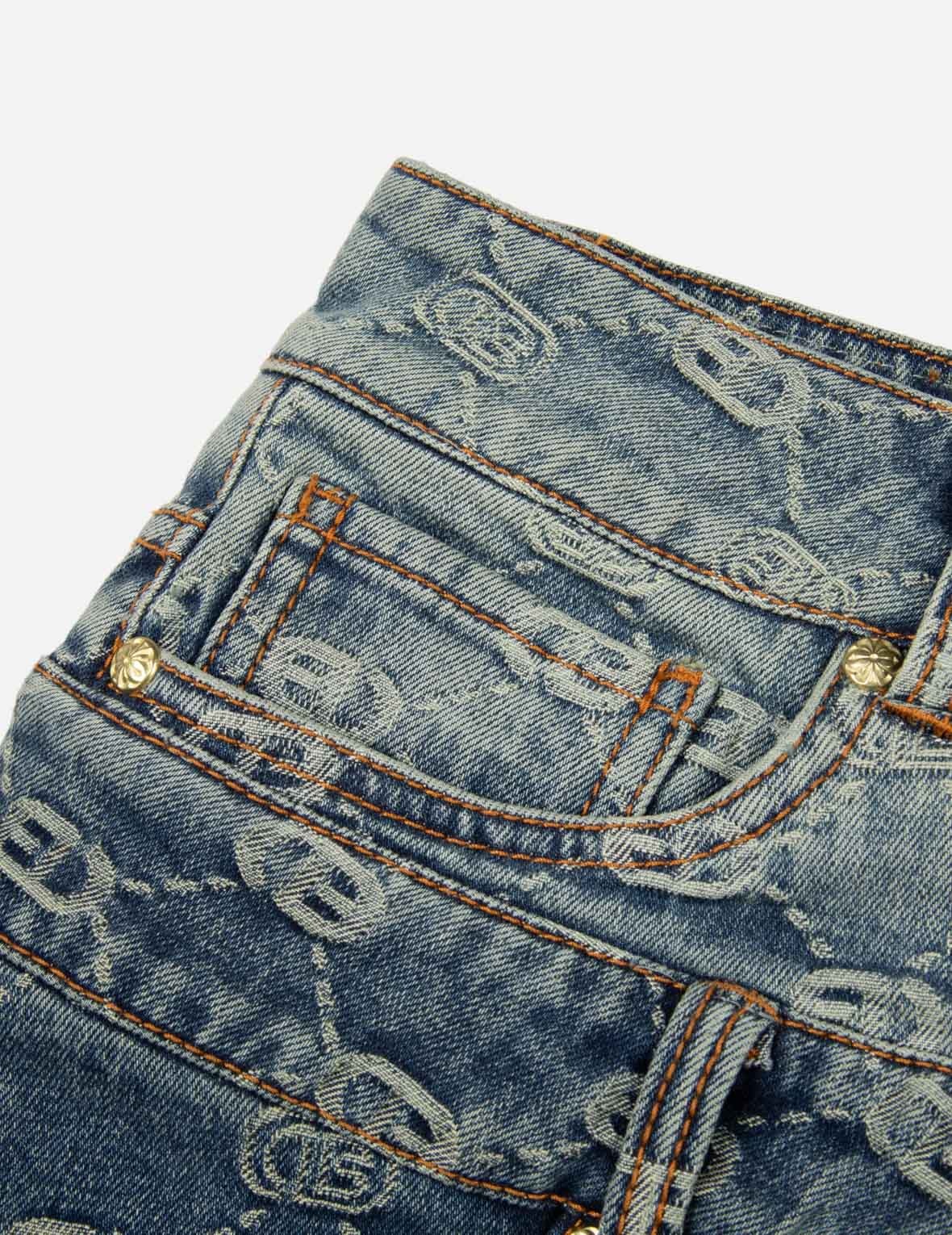 2-IN-1 ALLOVER LOGO JACQUARD REGULAR FIT DENIM SKIRT - 7