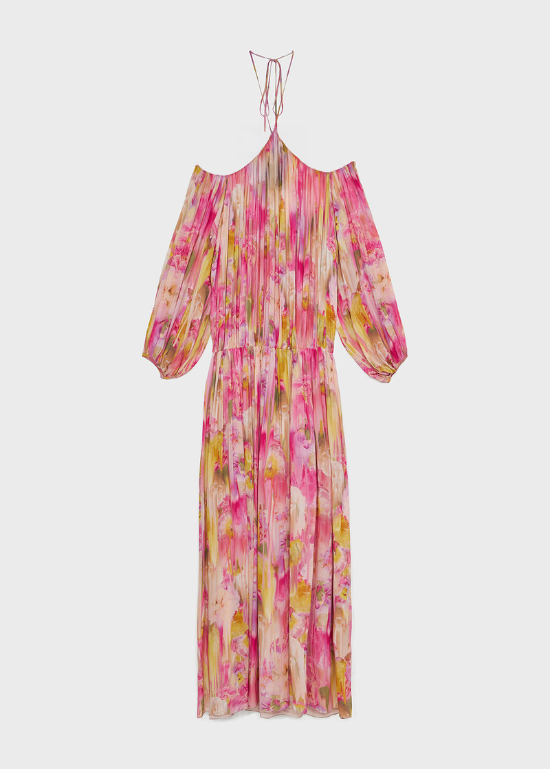 LONG DRESS IN PRINTED GEORGETTE - 1