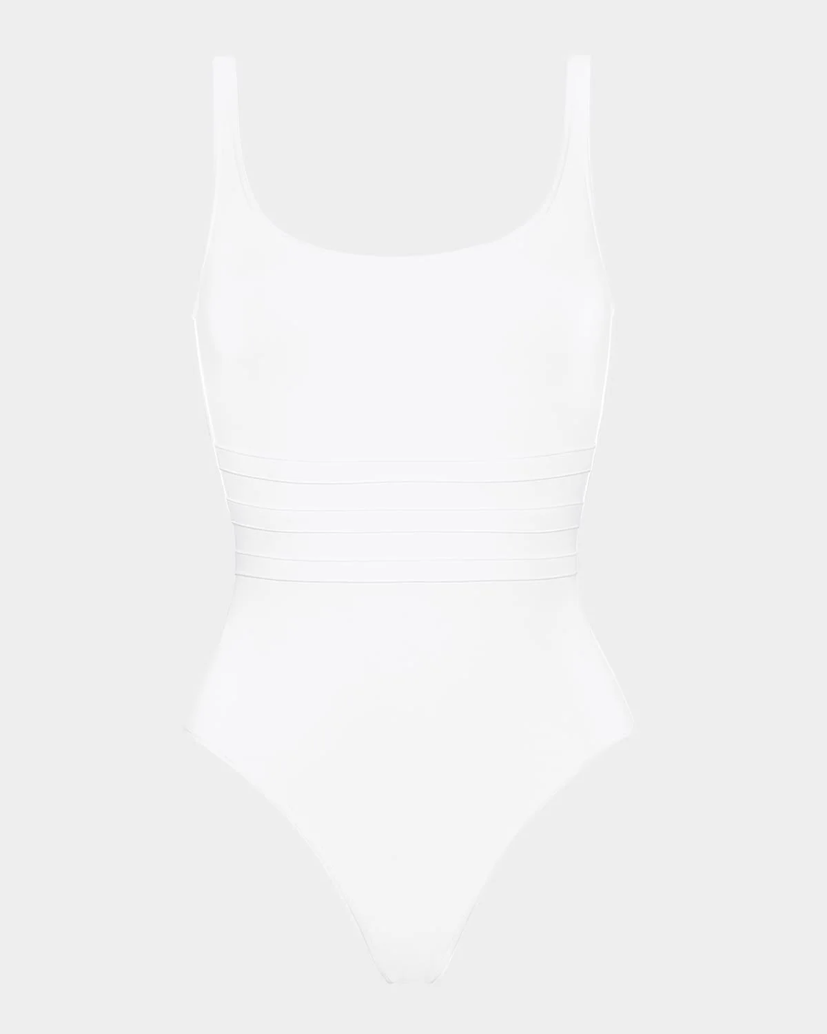 Asia Scoop-Neck One-Piece Swimsuit with Waistband Detail - 1
