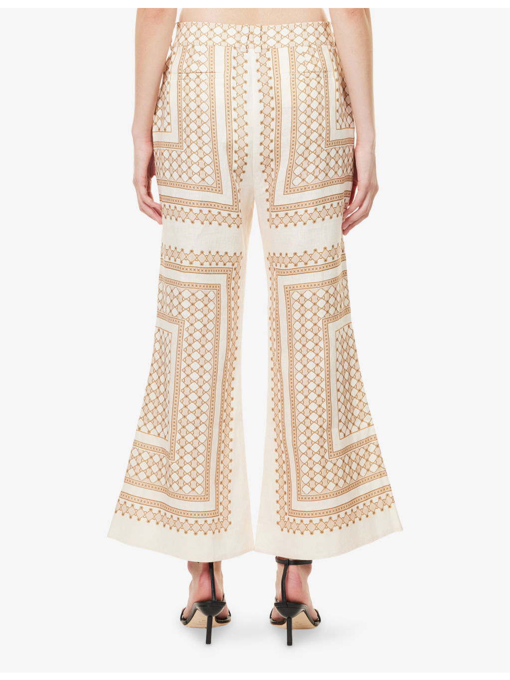 Crop-Leg Flared Linen Trousers - 4
