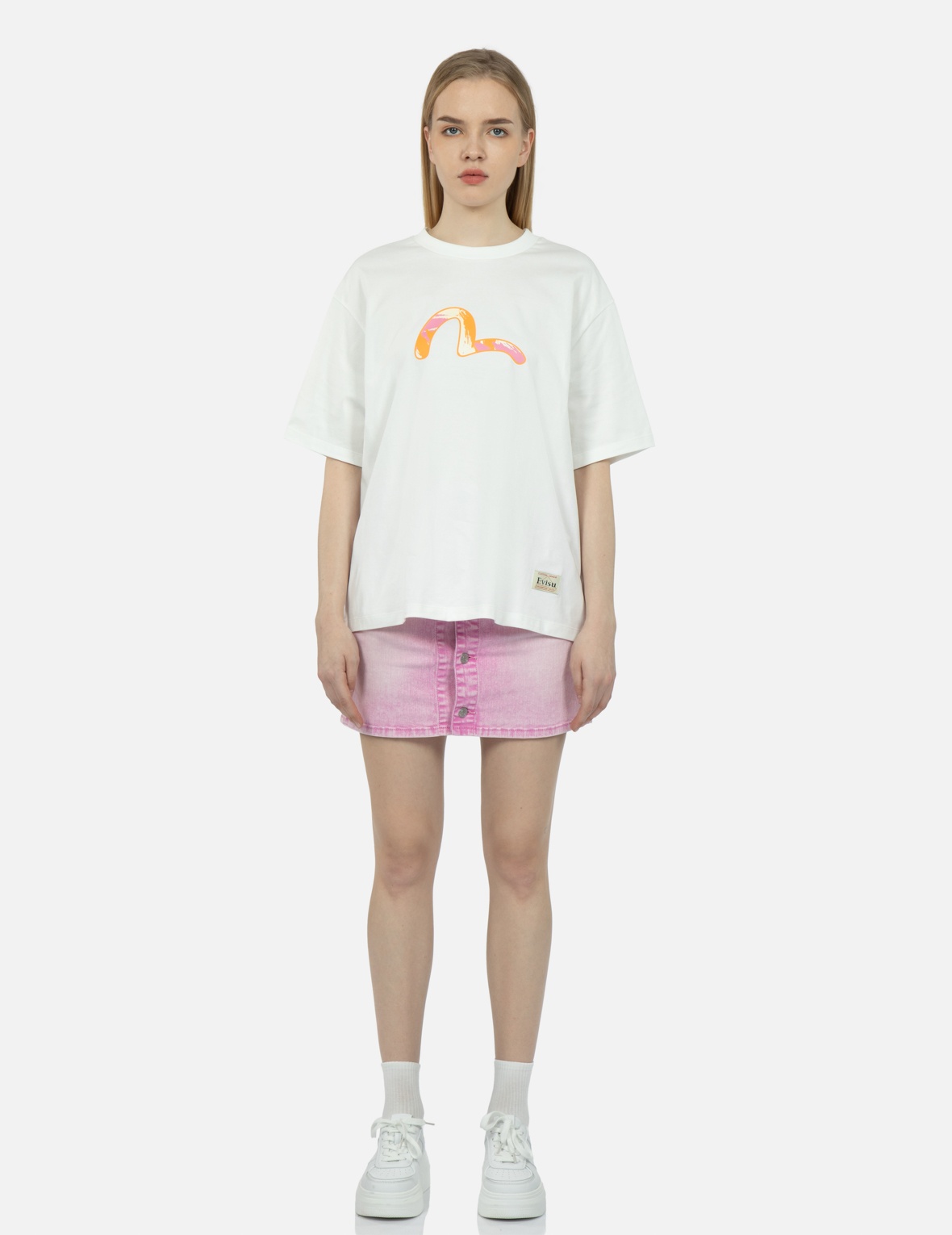 GRAFFITI DARUMA AND SEAGULL PRINT T-SHIRT - 6