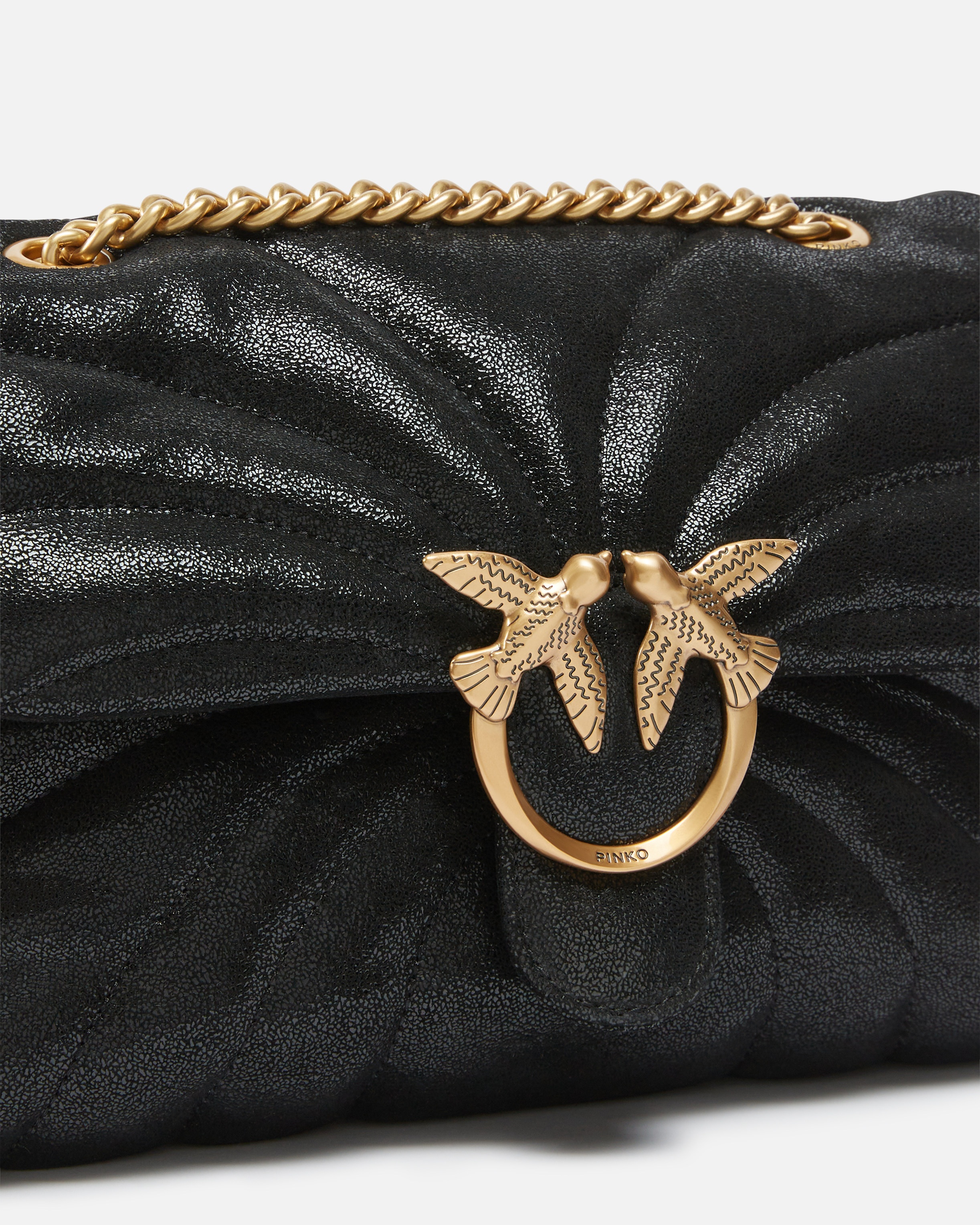 MEDIUM LOVE BAG PUFF BUTTERFLY SUEDE GLITTER SHOULDER BAG - 3