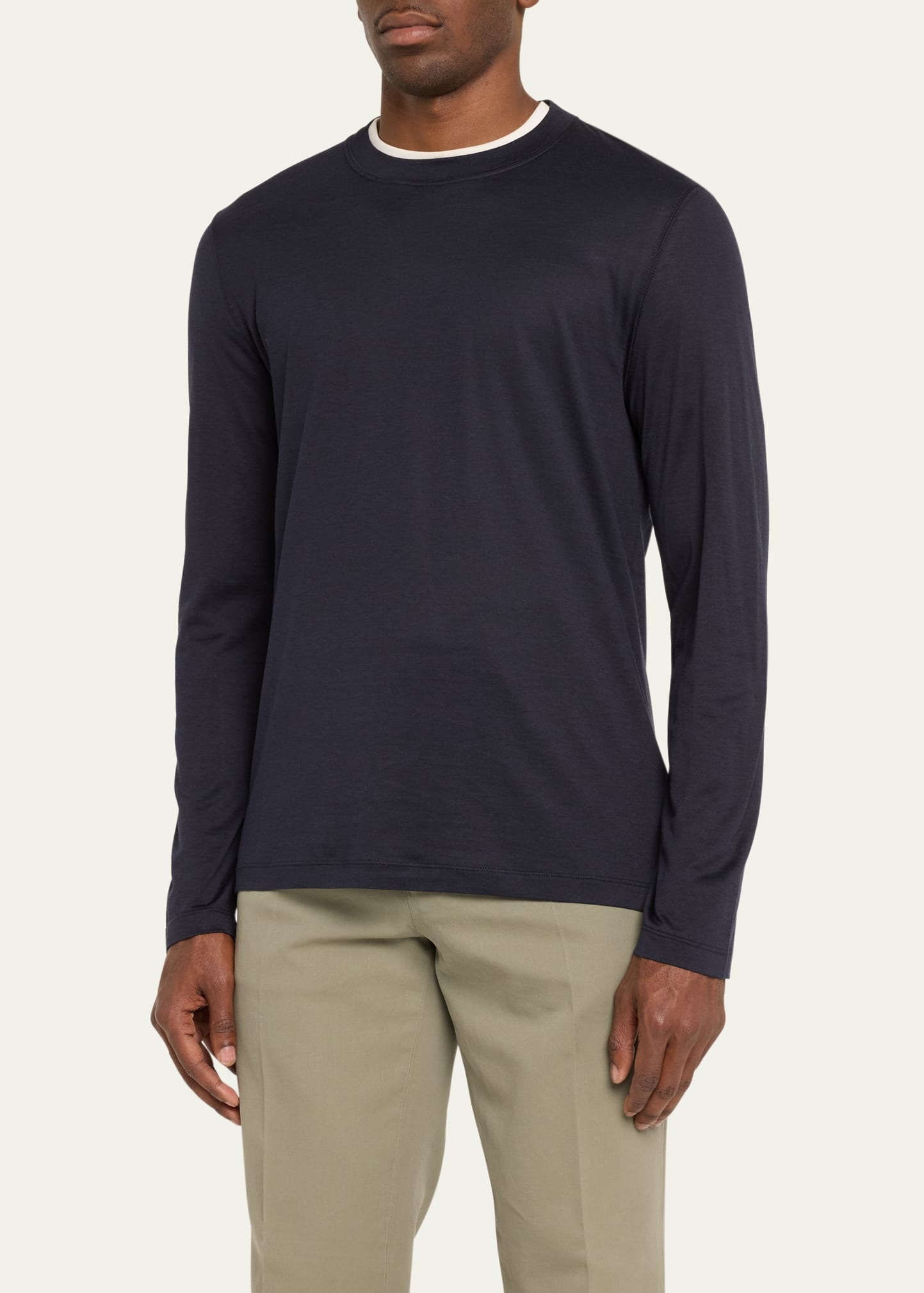 Men's Silk and Cotton Long-Sleeve T-Shirt - 4