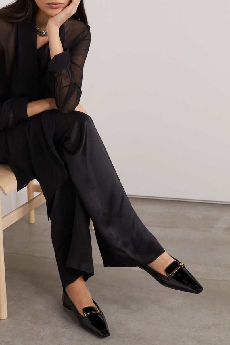 SAINT LAURENT Chris embellished patent-leather loafers outlook