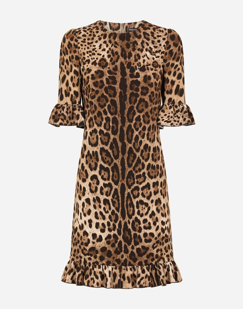 Short leopard-print cady dress 1