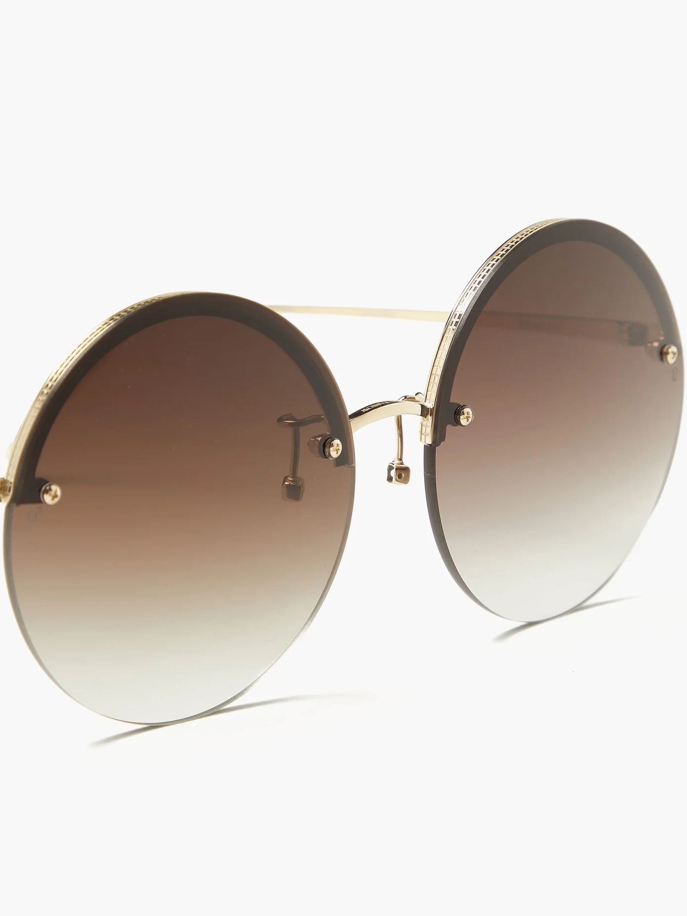 Adrienne round 22kt gold-plated sunglasses - 4