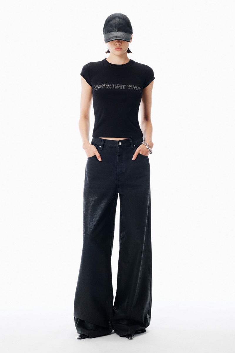 Alexander Wang Crystal Hotfix Logo Cotton Baby Tee outlook