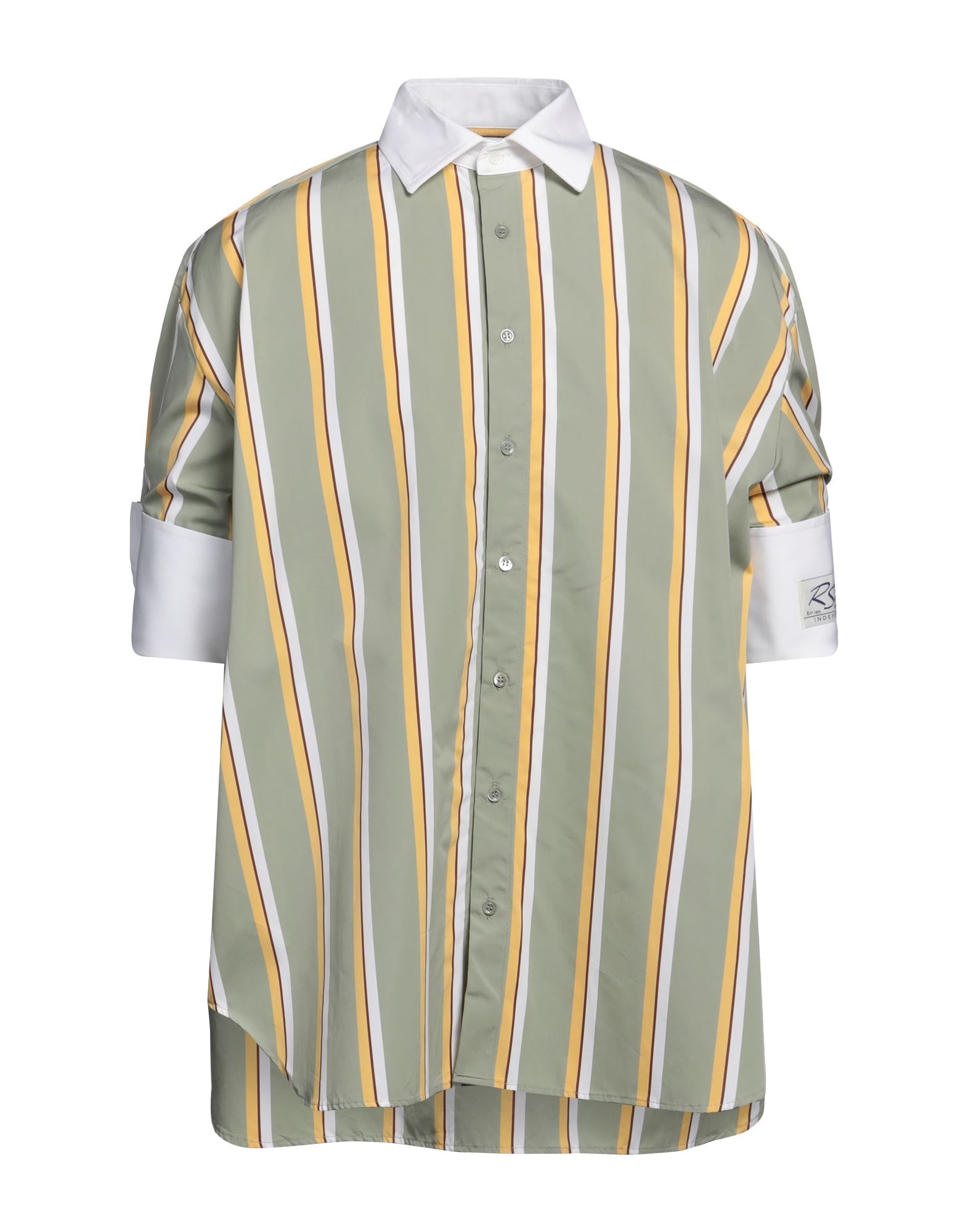 Military green Men's Striped Shirt - 1