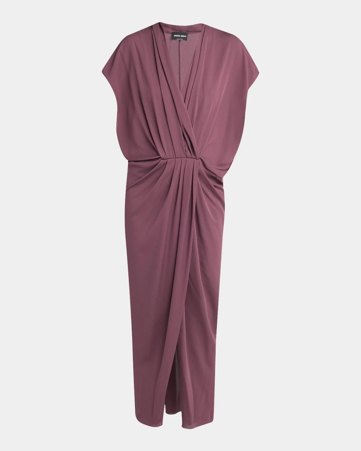 Surplice-Neck Cap-Sleeve Column Dress - 1