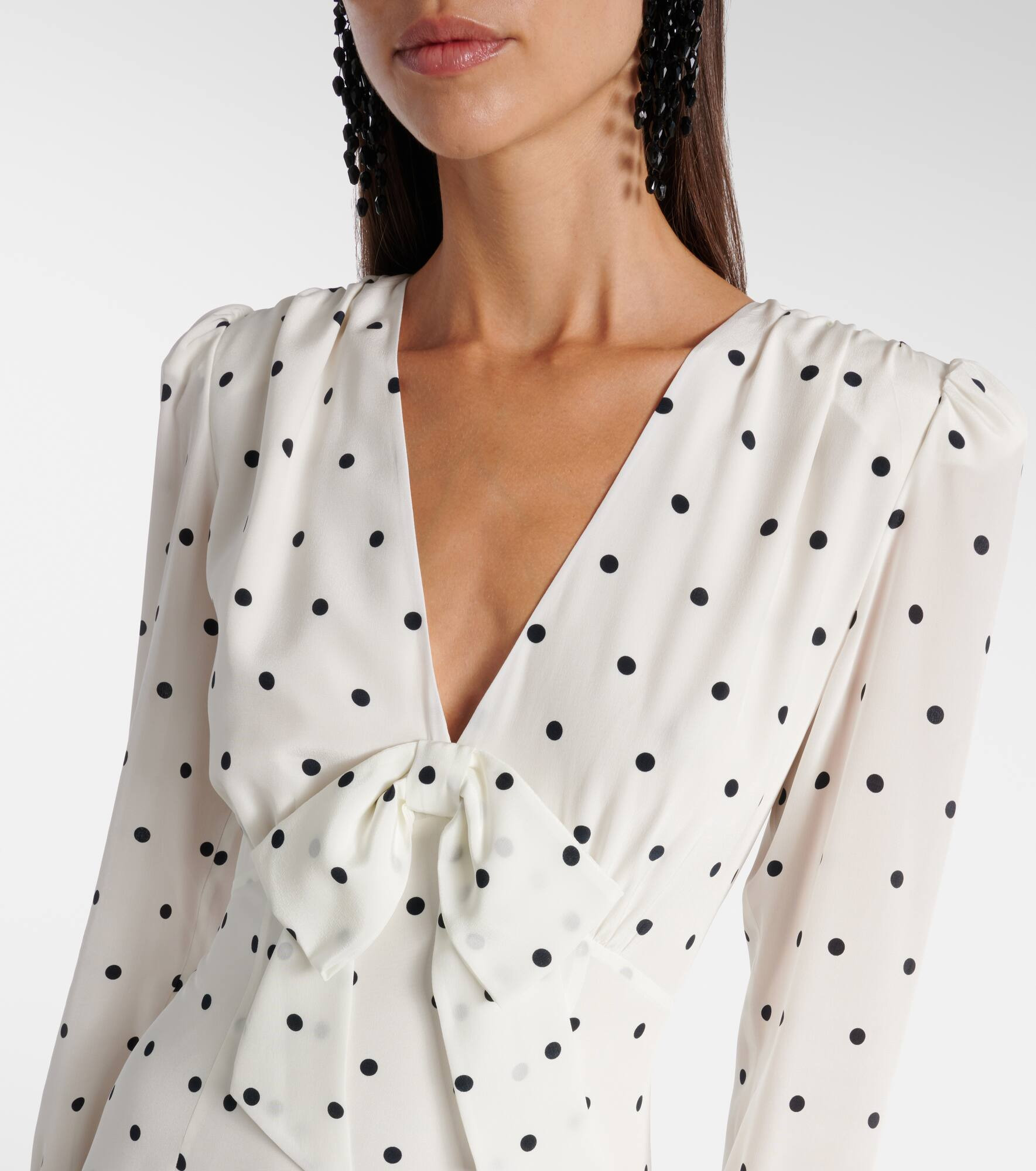 Polka-dot silk midi dress - 4