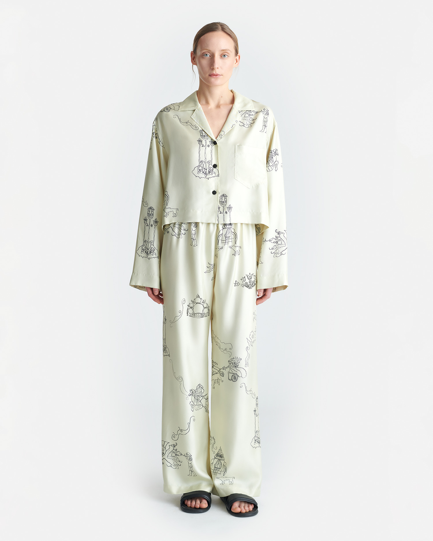Printed Silk Twill Pants - 4