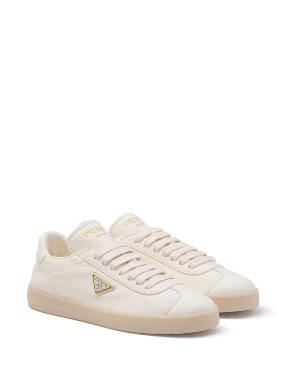 triangle-logo leather sneakers - 2