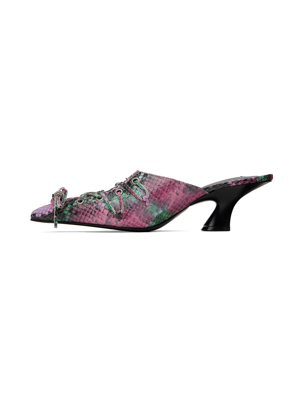 Multicolor Lace-Up Mules - 3
