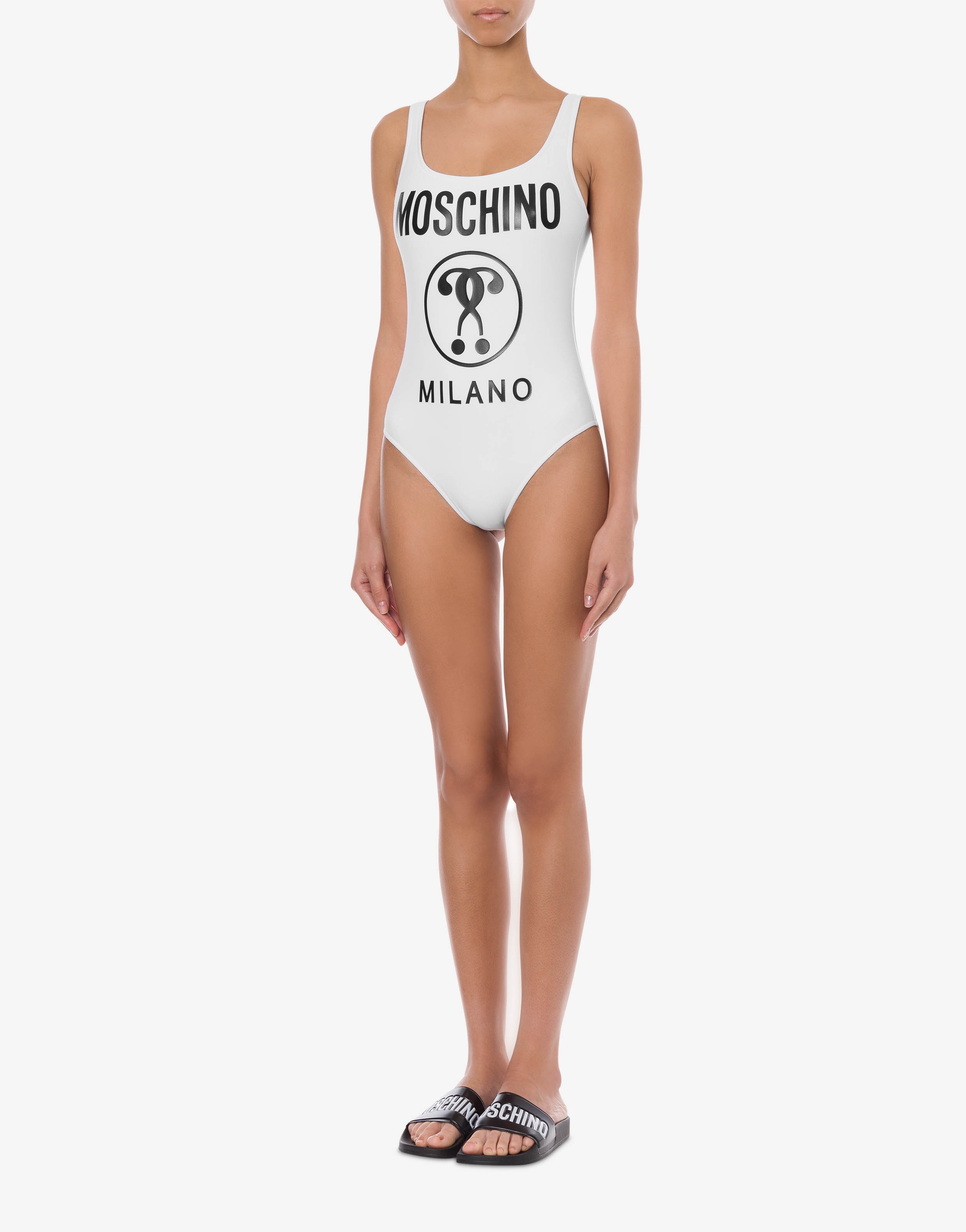 DOUBLE QUESTION MARK FLEECE ONE-PIECE SWIMSUIT - 2