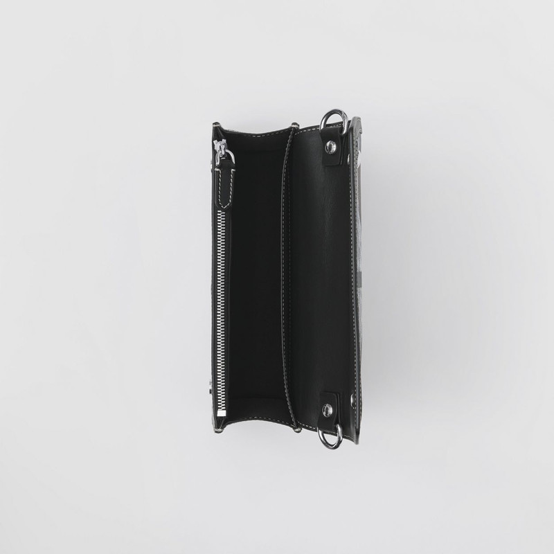 Geometric Check and Leather Crossbody Bag 5