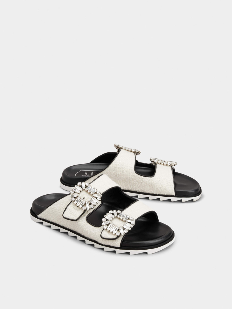 Slidy Viv' Strass Buckle Mules in Fabric 2