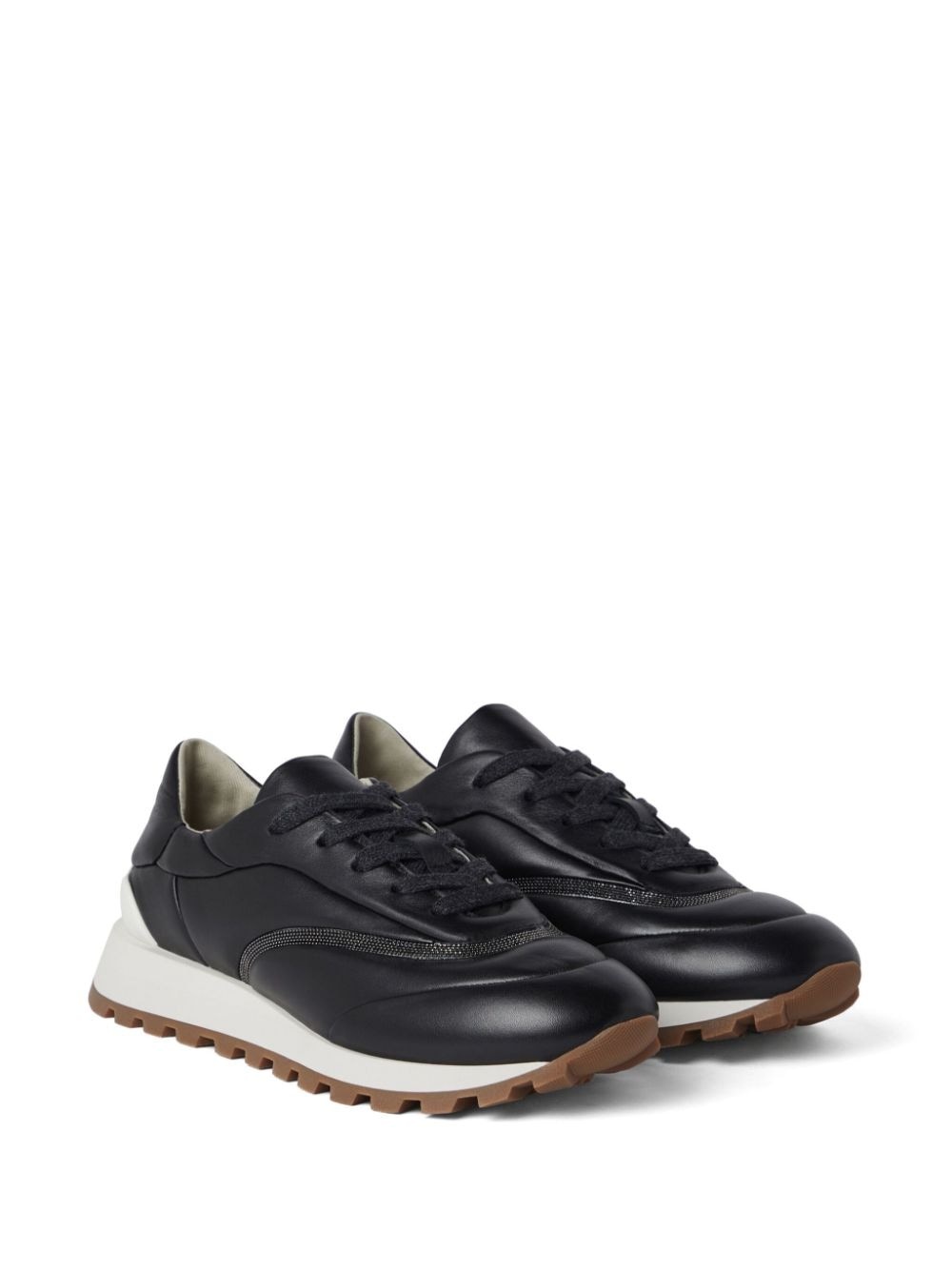 Monili-chain leather sneakers - 2