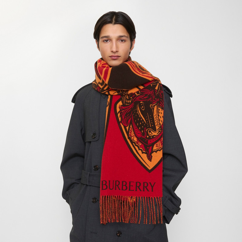 Burberry Charging Knight Wool Cashmere Scarf outlook