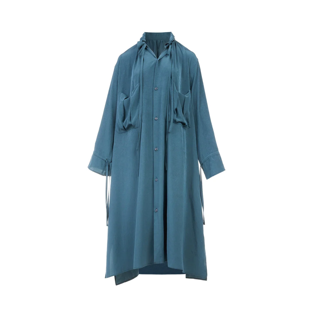 Gather Collar Shirt Dress - 1