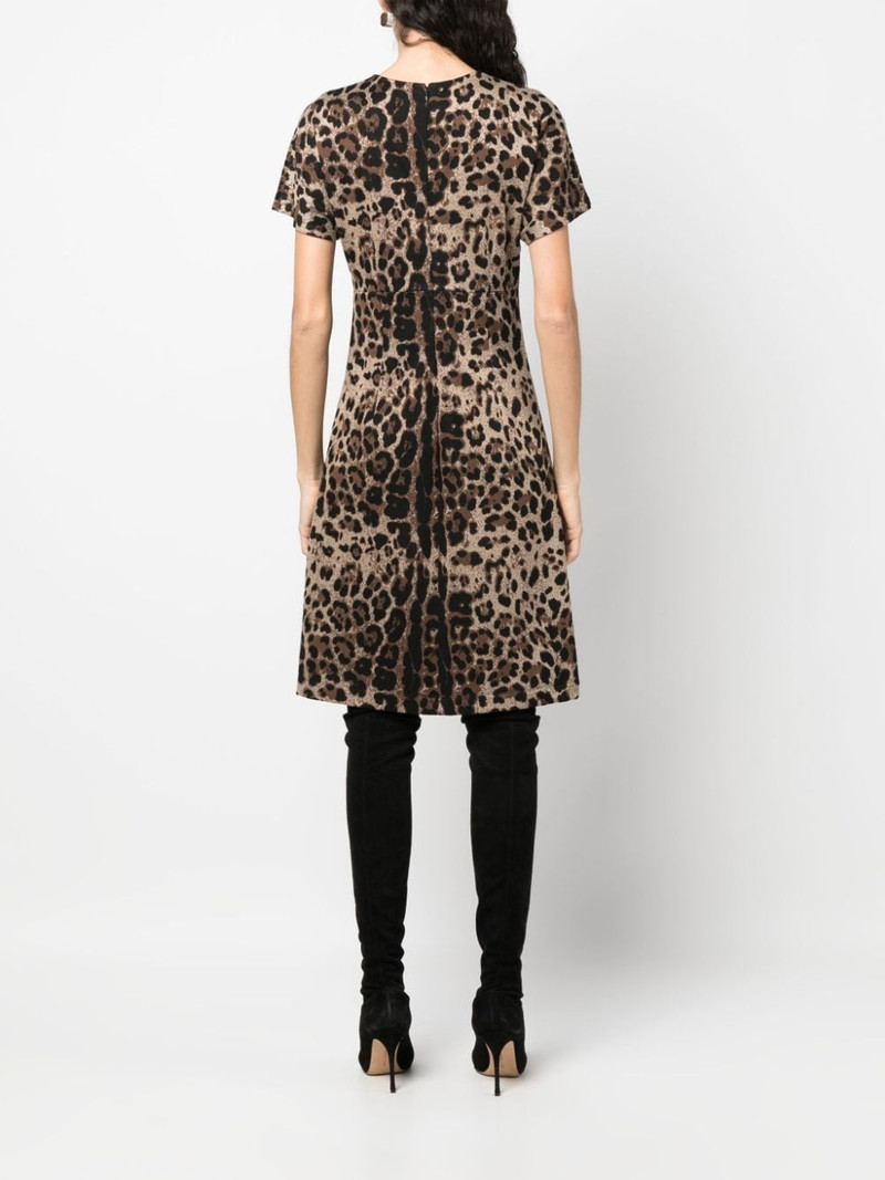leopard-jacquard short-sleeved dress 4