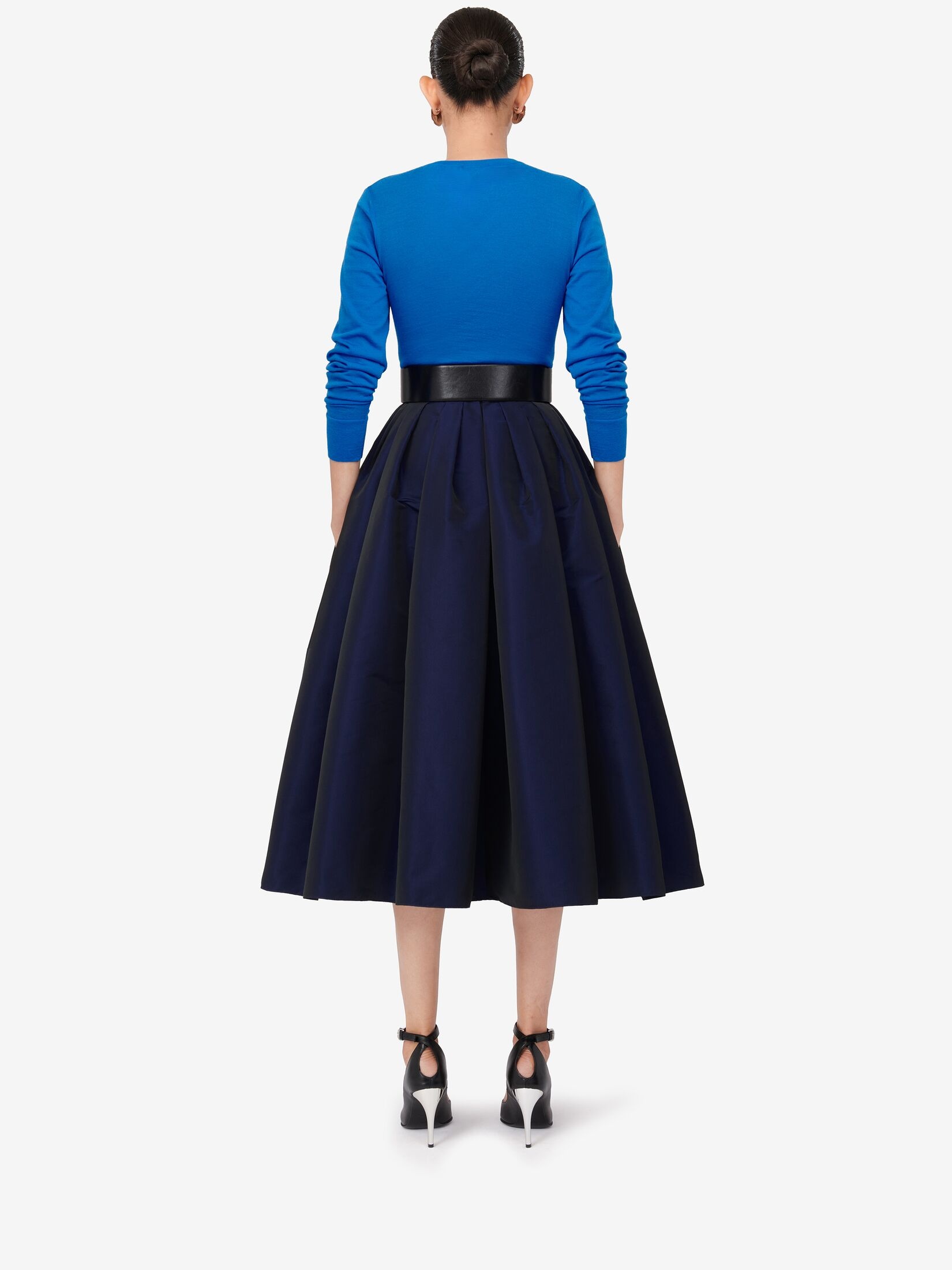 Women's Asymmetric Knot Jumper in Lapis Blue - 4
