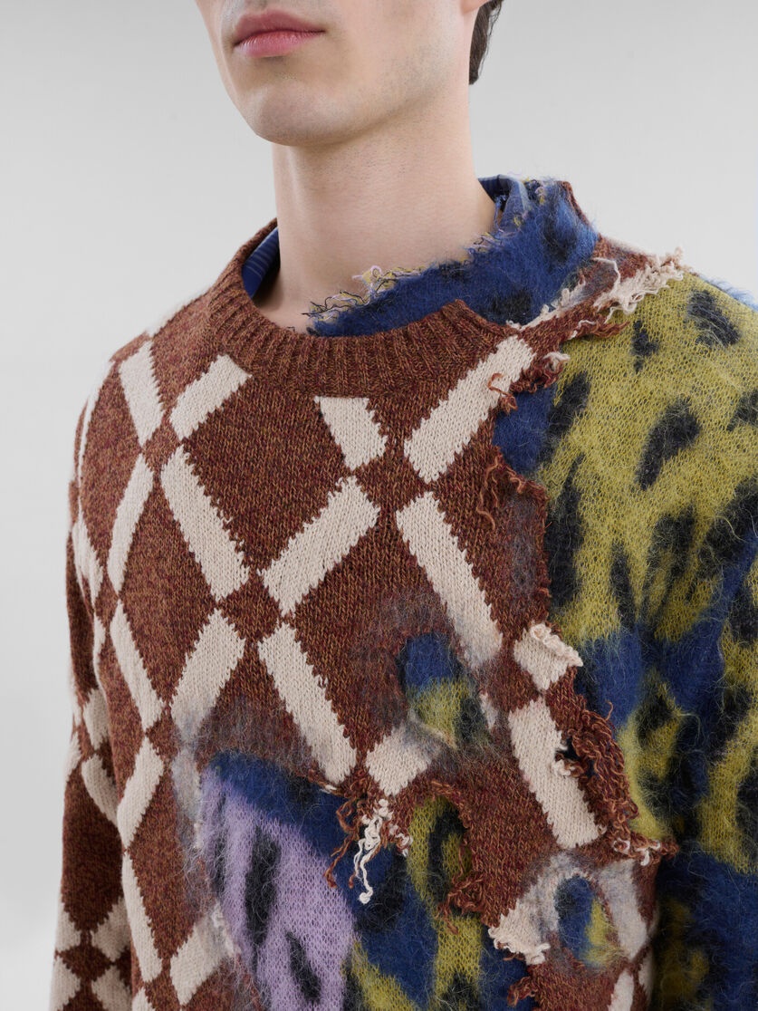 MULTICOLOUR ARGYLE WOOL-MOHAIR TWO-IN-ONE JUMPER - 4