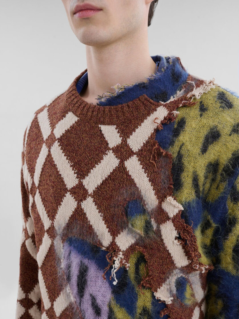 MULTICOLOUR ARGYLE WOOL-MOHAIR TWO-IN-ONE JUMPER 4
