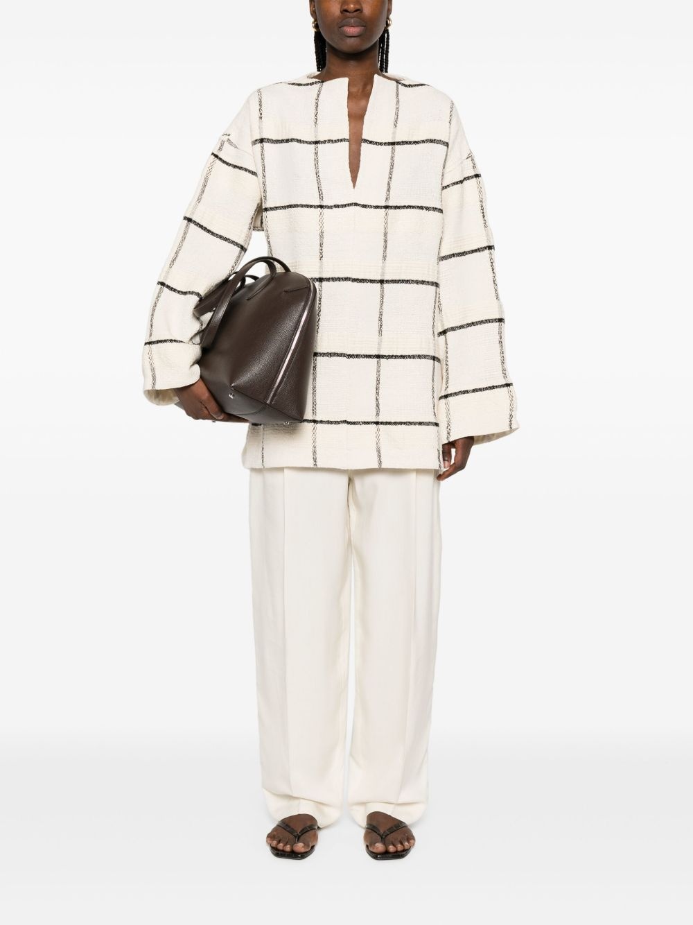 windowpane-check tunic - 2