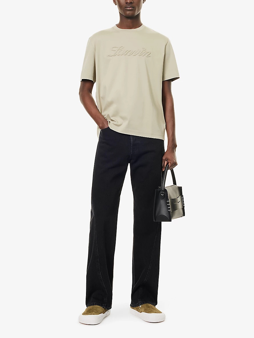 Embossed-Branding Crew-Neck Relaxed-Fit Cotton-Jersey T-Shirt - 2