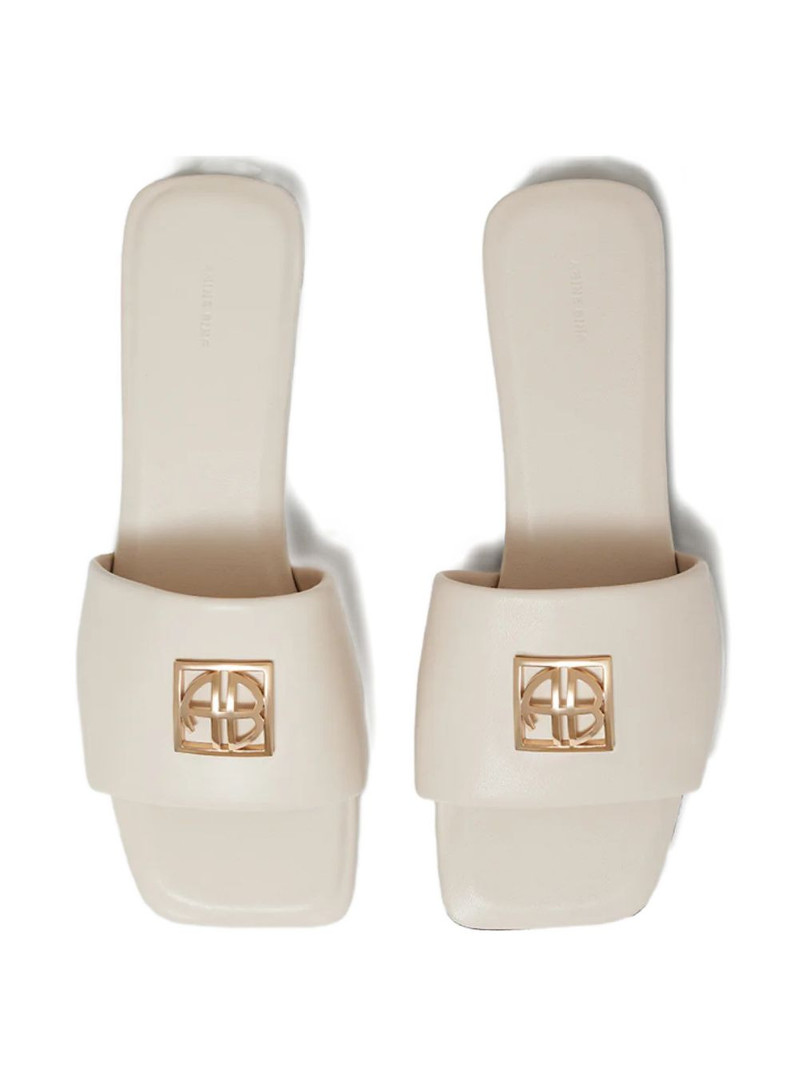 square-toe logo leather sandals 3