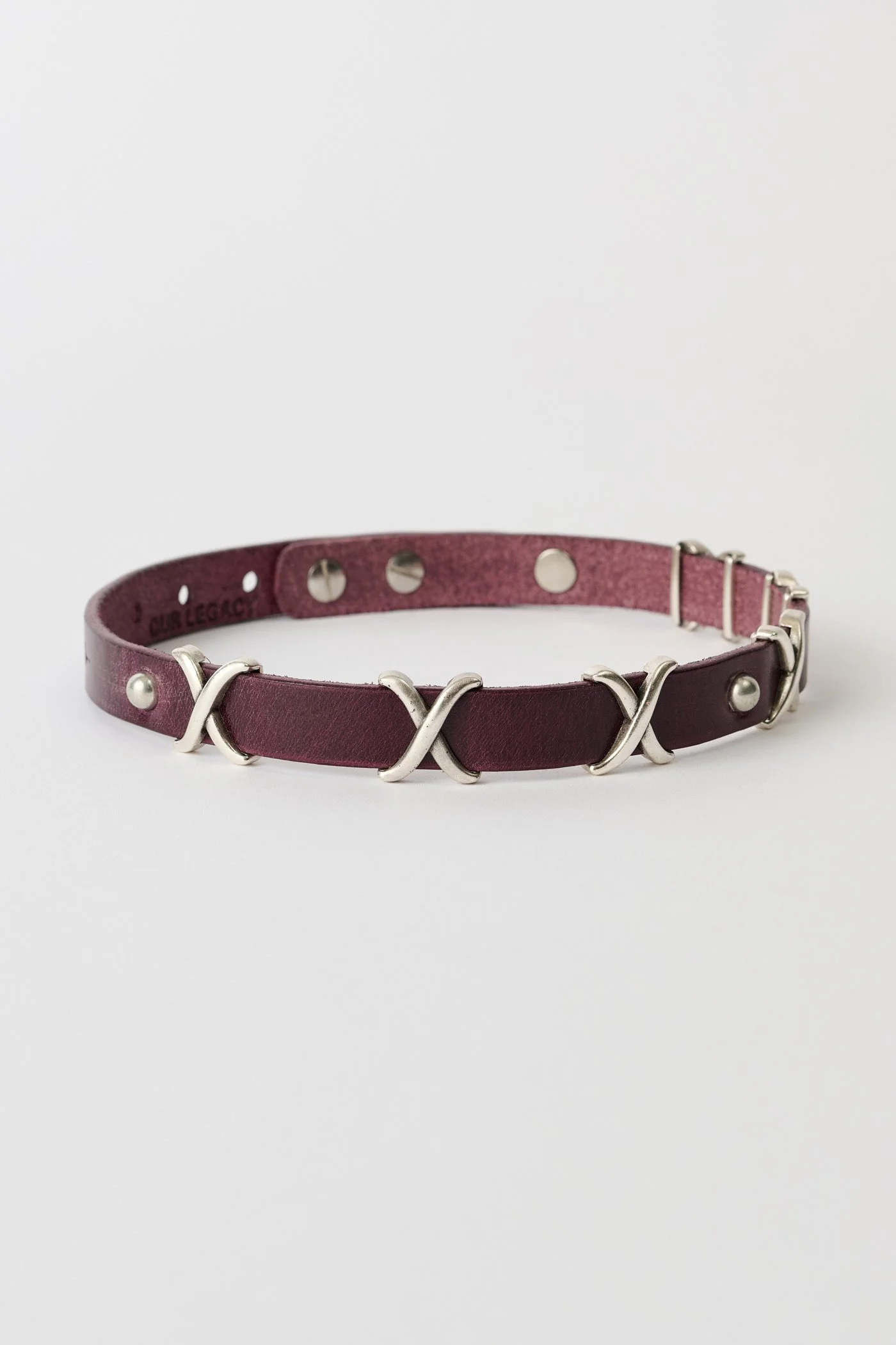 2 CM Choker Trio Cross Merlot Red Leather - 1