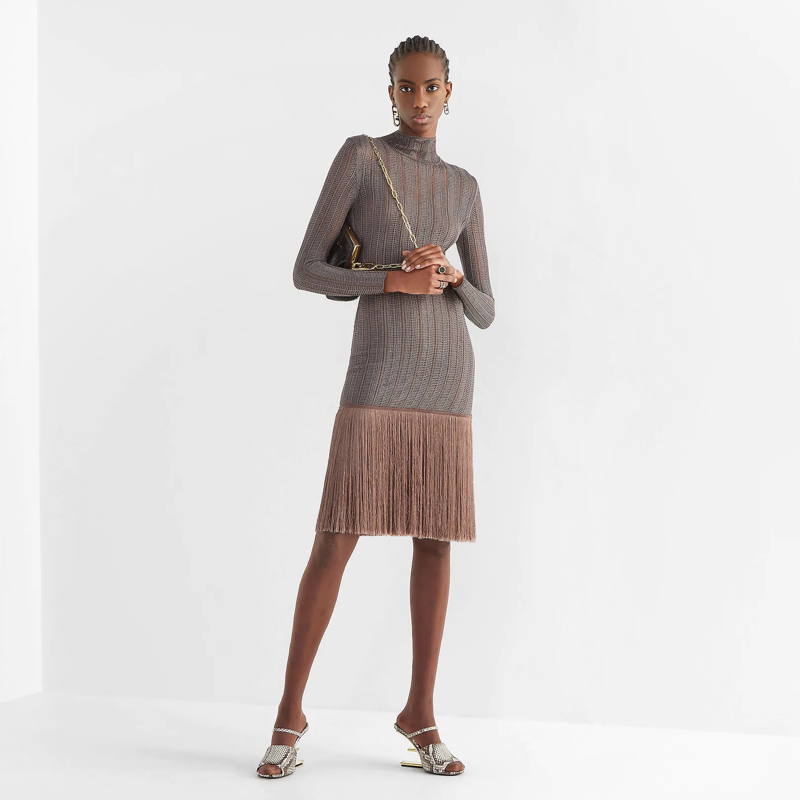Brown viscose dress - 4